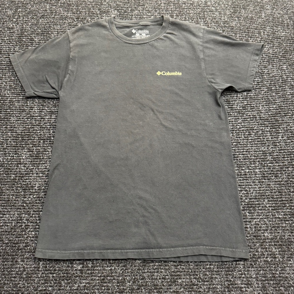 Columbia Mens Shirt Medium Gray American Flag Mountain Graphic Short Sleeve Tee